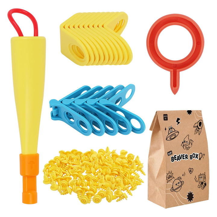 Karton-Baukasten mit Werkzeugen für Kinder 107PCS– 3D Bastelset mit Sicherheitsringen – Kreatives ST