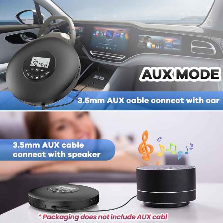 Arafuna Tragbarer CD Player-Compact Discman CD Player-Persönlicher Musik-Player mit CD-R, CD-RW Wied