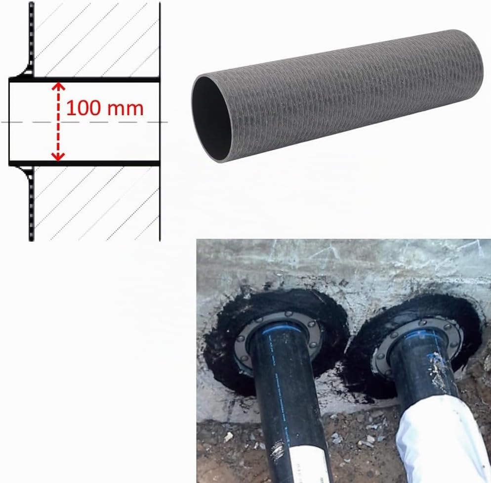 WITTKOWARE Mauerhülse (Futterrohr) für Mauerdurchführung 100mm, Kunststoff, mit Spezialaufrauhung au