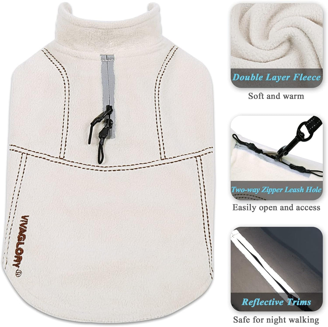 VIVAGLORY Hunde-Fleeceweste, Hundepullover für Kaltes Wetter, Verstellbare Winterkleidung mit Zweifa