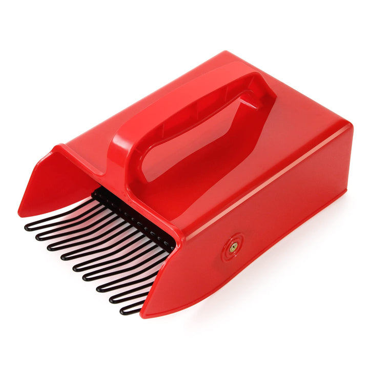 VicBre Beerenpflücker mit Metallkamm Kunststoff Blaubeerschaufel Rechen Rot-Schwarz, Rot