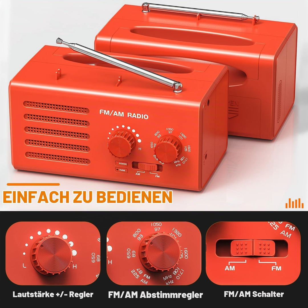Transistorradio – AM FM Tragbares Radio mit Bestem Empfang, Eingebautem Lautsprecher, Kopfhöreransch