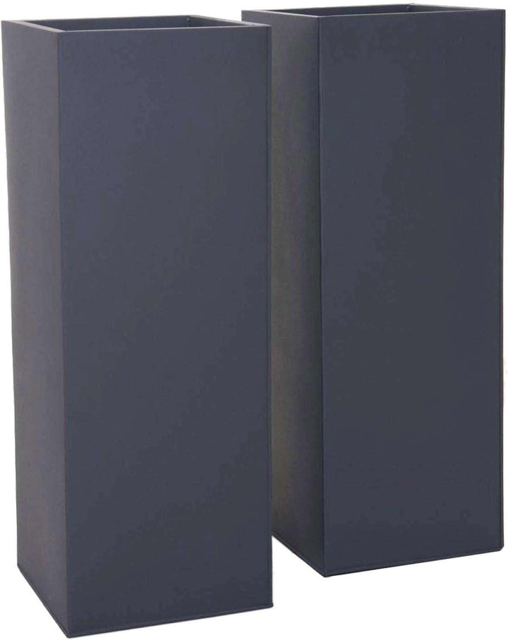 VIVANNO Pflanzkübel Blumenkübel Zink Metall Anthrazit 2er Set Block 80 80x29x29 Anthrazit, 80x29x29