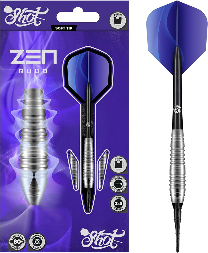Shot! Darts Zen Budo 80% Tungsten Pro Throwing Darts Soft Tip Set, Professional – Made in New Zealan