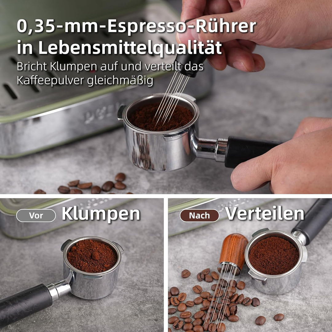 51mm WDT Tool Siebträger Zubehör Set,Puck Screen &amp; Dosierring,Espresso Nadel mit 7 Feinen Nadeln,Esp