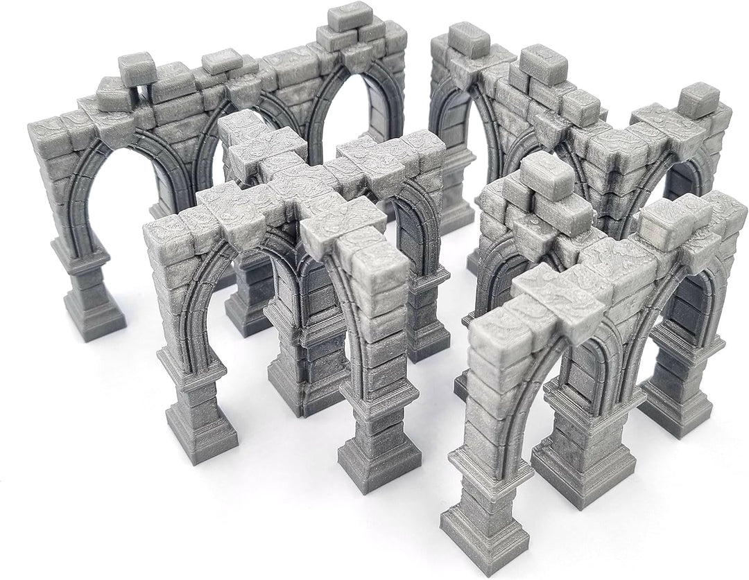QP3D – Ruinierte Gebäudesäulen Wand, Geländedekoration für Tabletop & RPG 28–32 mm Miniaturen Wargam