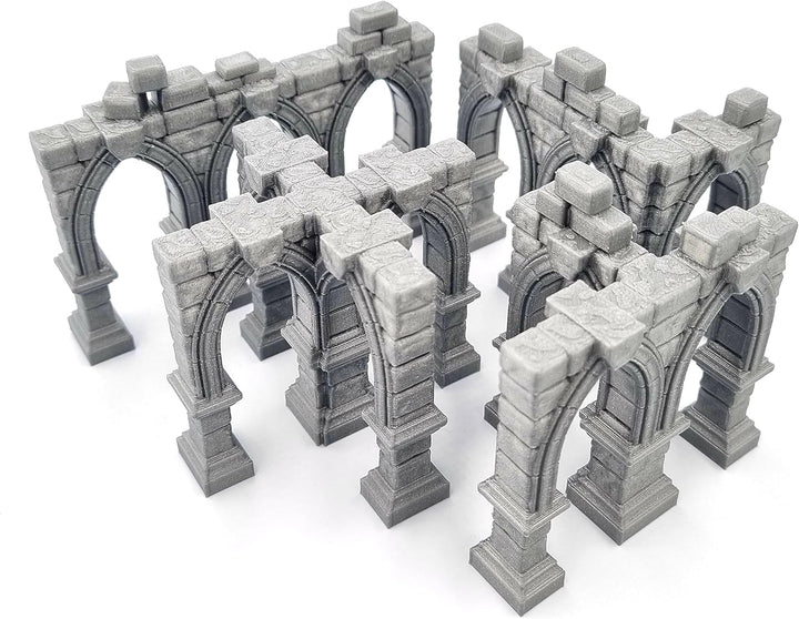QP3D – Ruinierte Gebäudesäulen Wand, Geländedekoration für Tabletop & RPG 28–32 mm Miniaturen Wargam