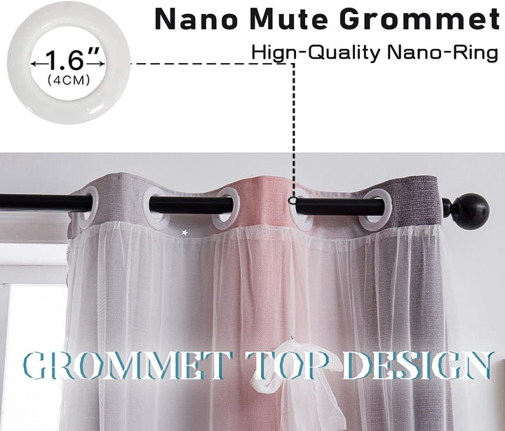 Yancorp Vorhänge für Mädchenzimmer, Kinderzimmer, ausgehöhlter Sternenvorhang, 160 cm Länge, Raumver