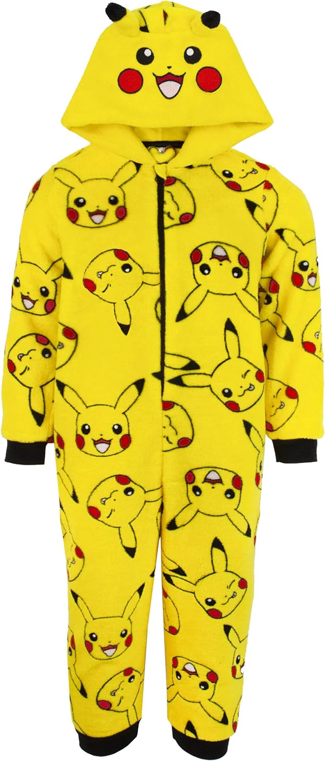 Pokémon Onesie Jungen | Kinder Pyjamas Pikachu Gelb 3D Ohren All In One Outfit | Gamer-Merchandise 9