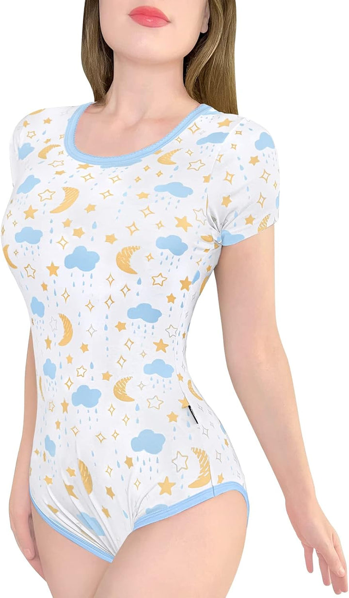 LittleForBig Baumwolle Strampler Onesie Pyjamas Bodysuit-Vintage Schlafenszeit Strampler Blau 4XL, B