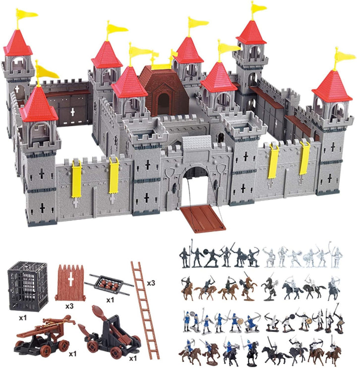TikTakToo Ritterburg Spielset für Kinder – Mittelalter Burg mit Rittern, Kanonen &amp; Zubehör – Einfach