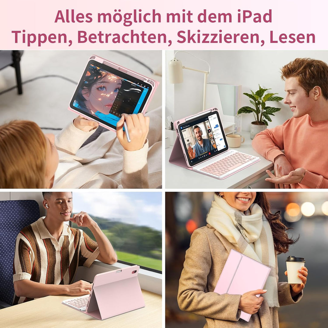 Tastatur Hülle für iPad A16 11 Generation 11 Zoll 2025/10 Generation 10,9 Zoll 2022, Schutzhülle mit
