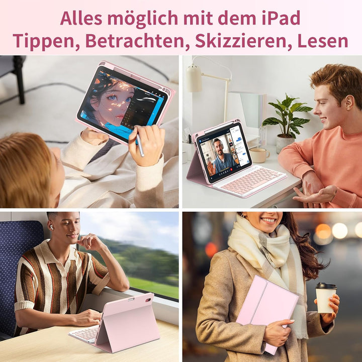 Tastatur Hülle für iPad A16 11 Generation 11 Zoll 2025/10 Generation 10,9 Zoll 2022, Schutzhülle mit