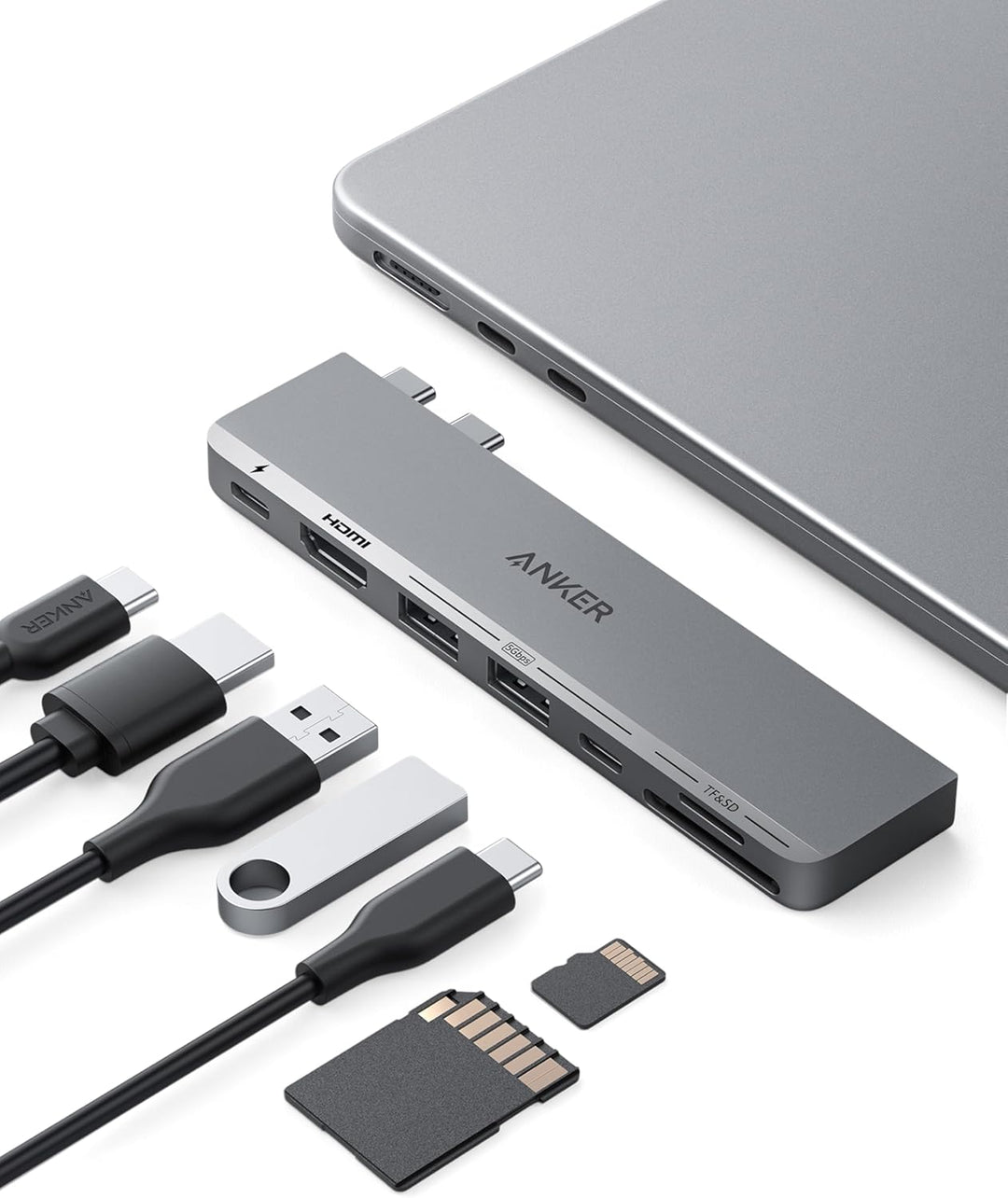 Anker 547 USB C Hub, (7-in-2) für MacBook, Kompatibel mit Thunderbolt 4 USB C Port, 4K HDMI, und 2 U