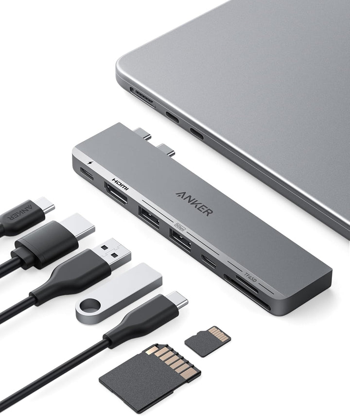 Anker 547 USB C Hub, (7-in-2) für MacBook, Kompatibel mit Thunderbolt 4 USB C Port, 4K HDMI, und 2 U