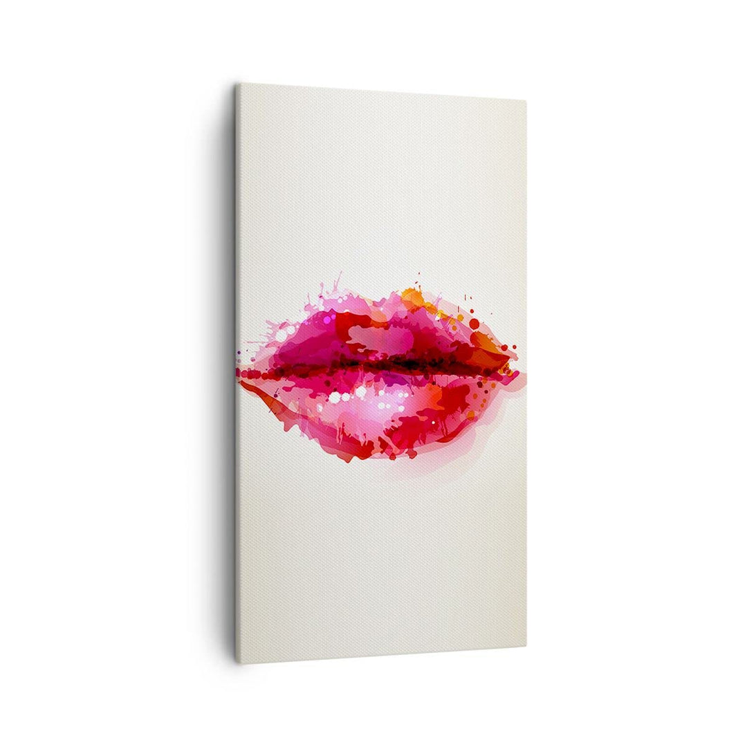 Bilder auf Leinwand Rote Lippen glänzend Lippe Glanz Leinwandbild mit Rahmen 45x80cm Wandbilder Deko