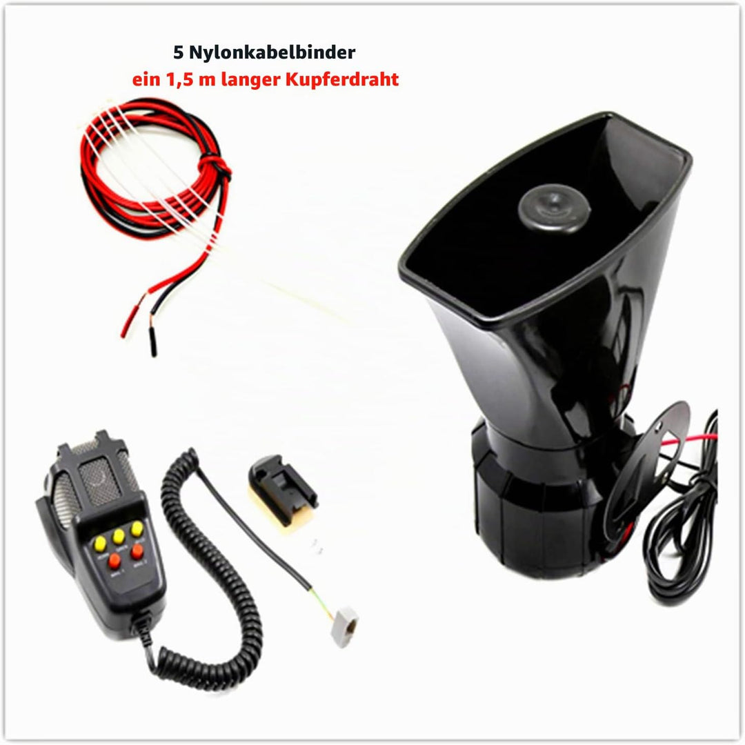 YIYIDA Autohupe Auto Sirene Horn Autohupe Horn Autohupe mit Mikrofon PA-System Notschallverstärker l