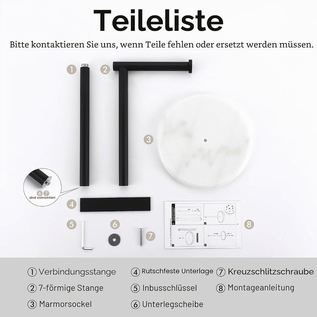KES Toilettenpapierhalter Stehend Schwarz Matt Klopapierhalter Marmor Klorollenhalter Edelstahl SUS3