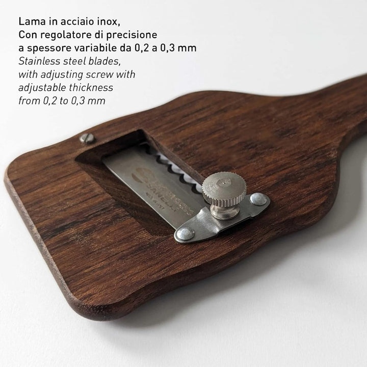 Sanelli Ambrogio 1731.000 Affettatartufi Ovangkol-aus Edelstahl mit Wellenschliff, Holz, Braun, 23.0