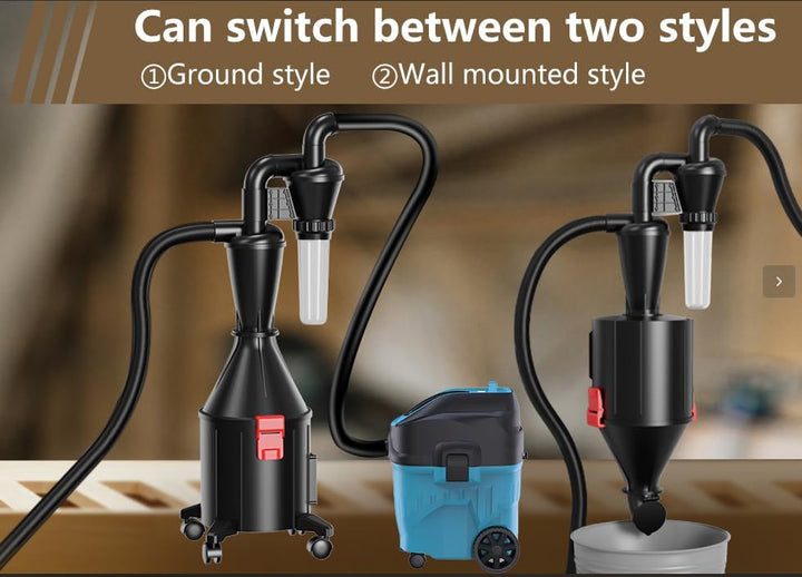 Doppelfilter Zyklon Staubsammler mit Doppelfunktion Eimer, kann an der Wand montiert oder als Eimer