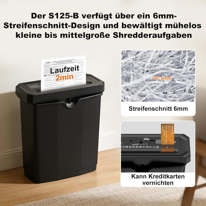 Bonsaii 6 Blatt Streifenschnitt Aktenvernichter, Ausziehbare Griff, geeignet für Abfallbehälter mit