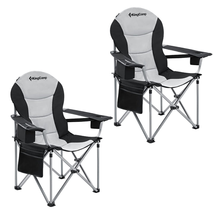 KingCamp Campingstuhl mit Verstellbarer Rückenlehne und Kühltasche bis 160 kg belastbar 2 Pack Schwa