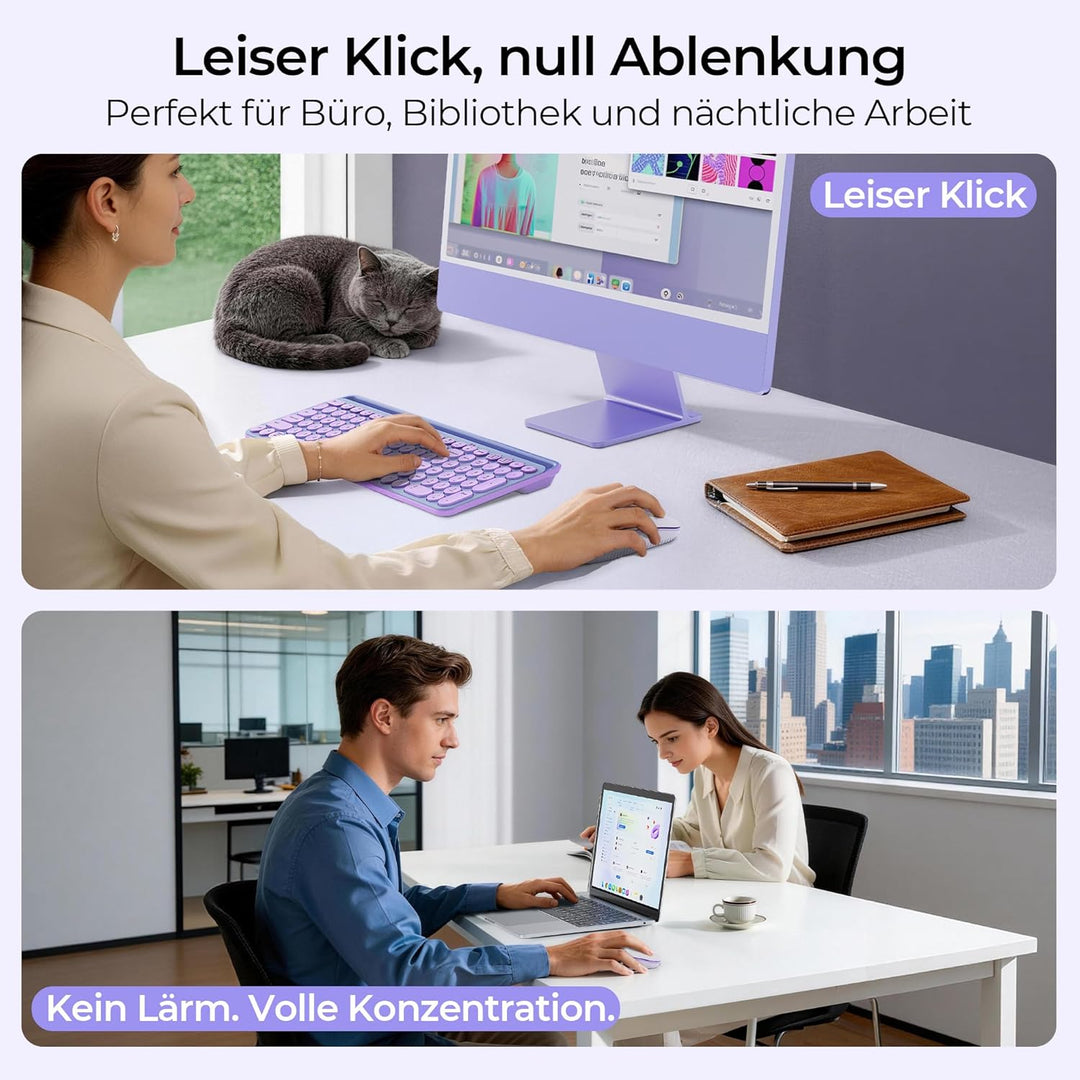 seenda MOU001 Bluetooth Maus, USB + Dual-Bluetooth 3 Geräte Verbindung, Maus Kabellos mit 3 DPI-Stuf