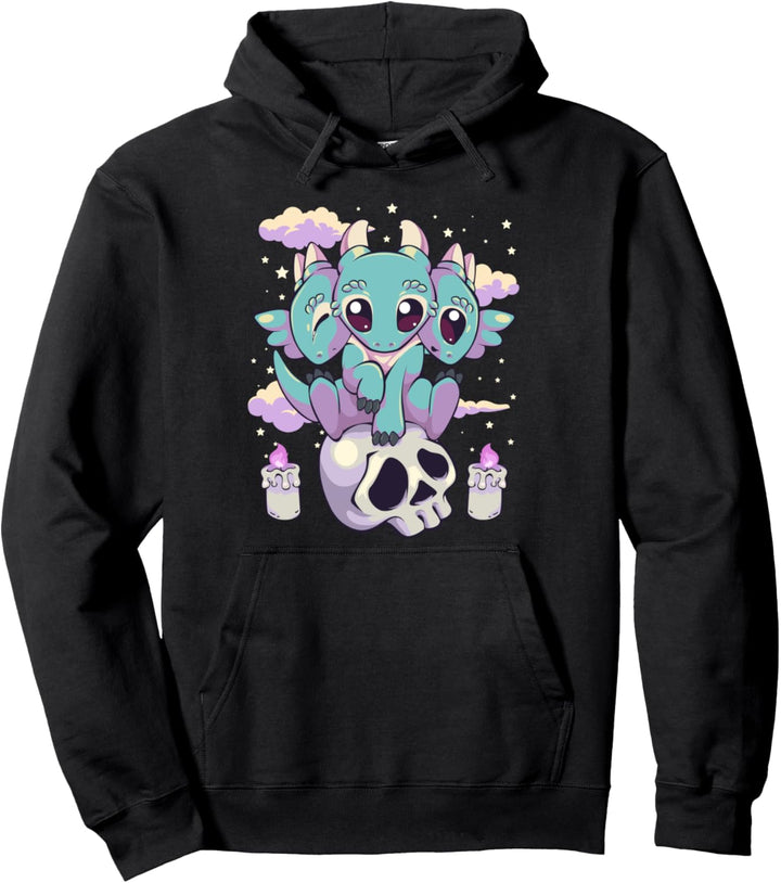 Pastel Goth Kawaii Okkulter Drache mit drei Köpfen Pullover Hoodie