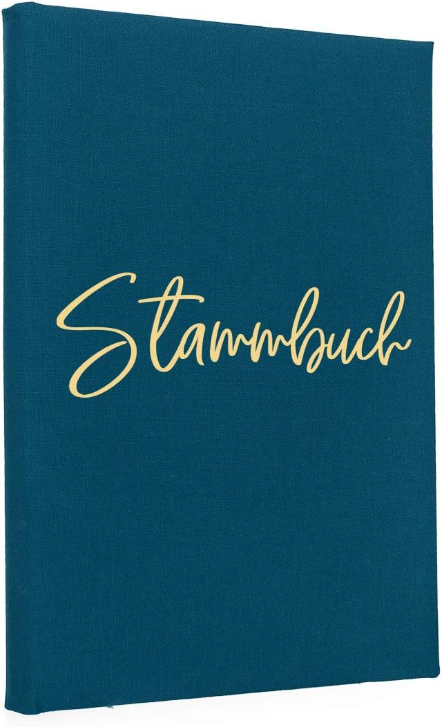 Hochzeitideal Stammbuch der Familie, Familienstammbuch 'Amore' aus Buchbinderleinen (türkis)