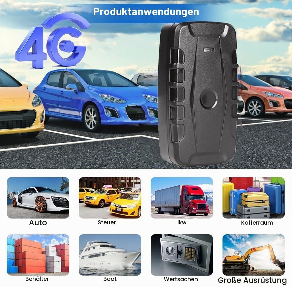 GPS Tracker Auto 4G Tracker mit SIM-Karte Echtzeit Tracking Wasserdicht Diebstahlschutz Sehr Lange A
