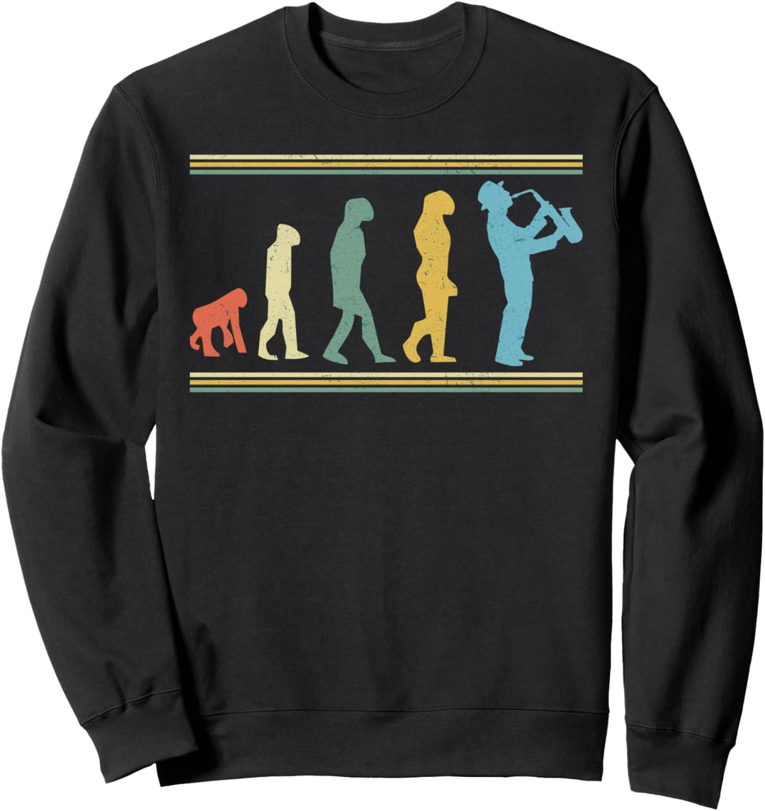 Evolution Saxophon Vintage Musiker Jazz Sweatshirt