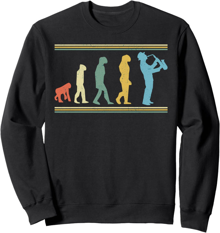 Evolution Saxophon Vintage Musiker Jazz Sweatshirt