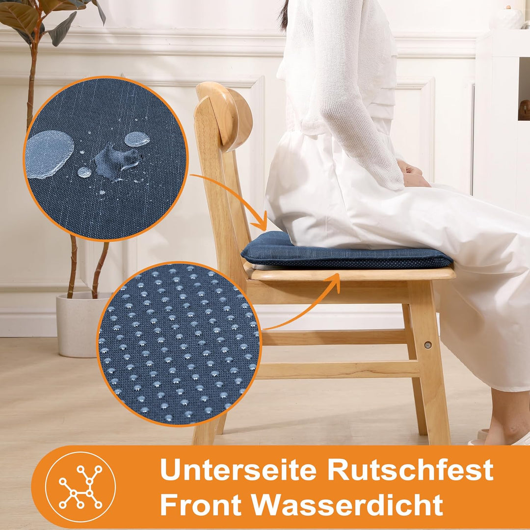 RACE LEAF 4er Set Memory Foam Anti-Rutsch-Stuhlkissen 40,5x40,5 cm, Sitzkissen, wasserfeste Oberfläc