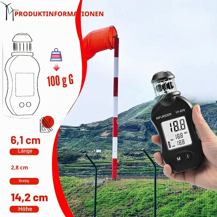 Handheld Windmesser Windmessgerät,INFURIDER YF-876 Digital Anemometer Wind Speed Meter für Windgesch