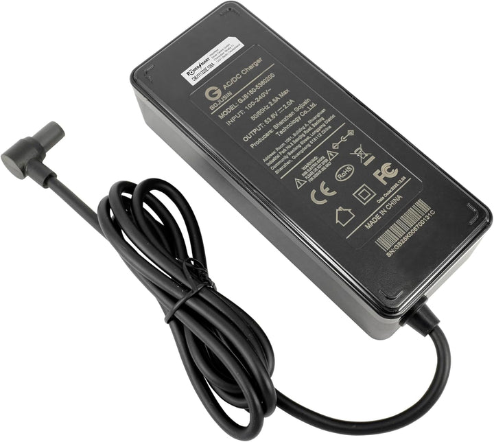PowerSmart 53,6V 2A Ladekabel für 48V Lithium-Ionen Akkus, Schnellladegerät für Navee S65, N65i, S40
