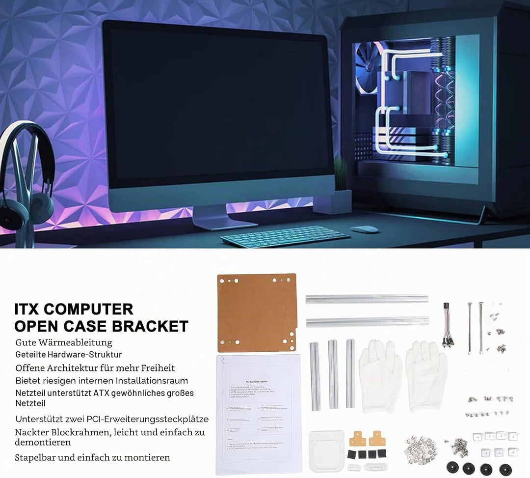 Dpofirs ITX Computer Open Case Bracket, Mini ITX PC Test Bench Open Air Frame Overclock Case Compute