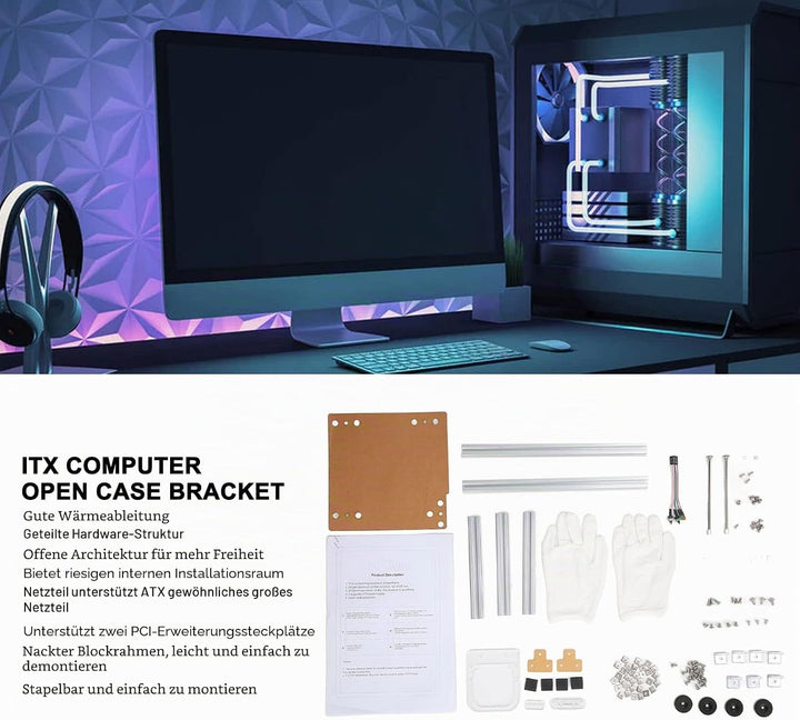 Dpofirs ITX Computer Open Case Bracket, Mini ITX PC Test Bench Open Air Frame Overclock Case Compute