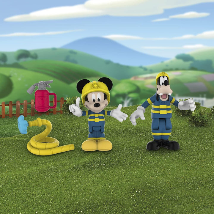 Mickey, 2 Figuren mit Gelenken, 7,5 cm, mit Zubehör, Feuerwehr Spielzeug für Kinder ab 3 Jahren, McC