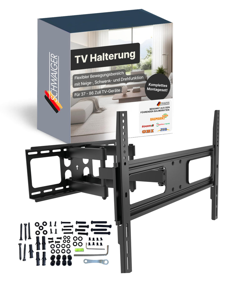 SCHWAIGER TV-Wandhalter Motion 5 I 37-86 Zoll Fernseherhalterung I neigbar, schwenkbar &amp; drehbar I u