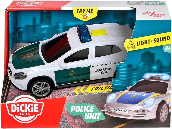 Dickie Toys - Mercedes Klasse A Guardia Civil, Reibung, mit Licht und Ton, ab 3 Jahren - 15 cm (2037