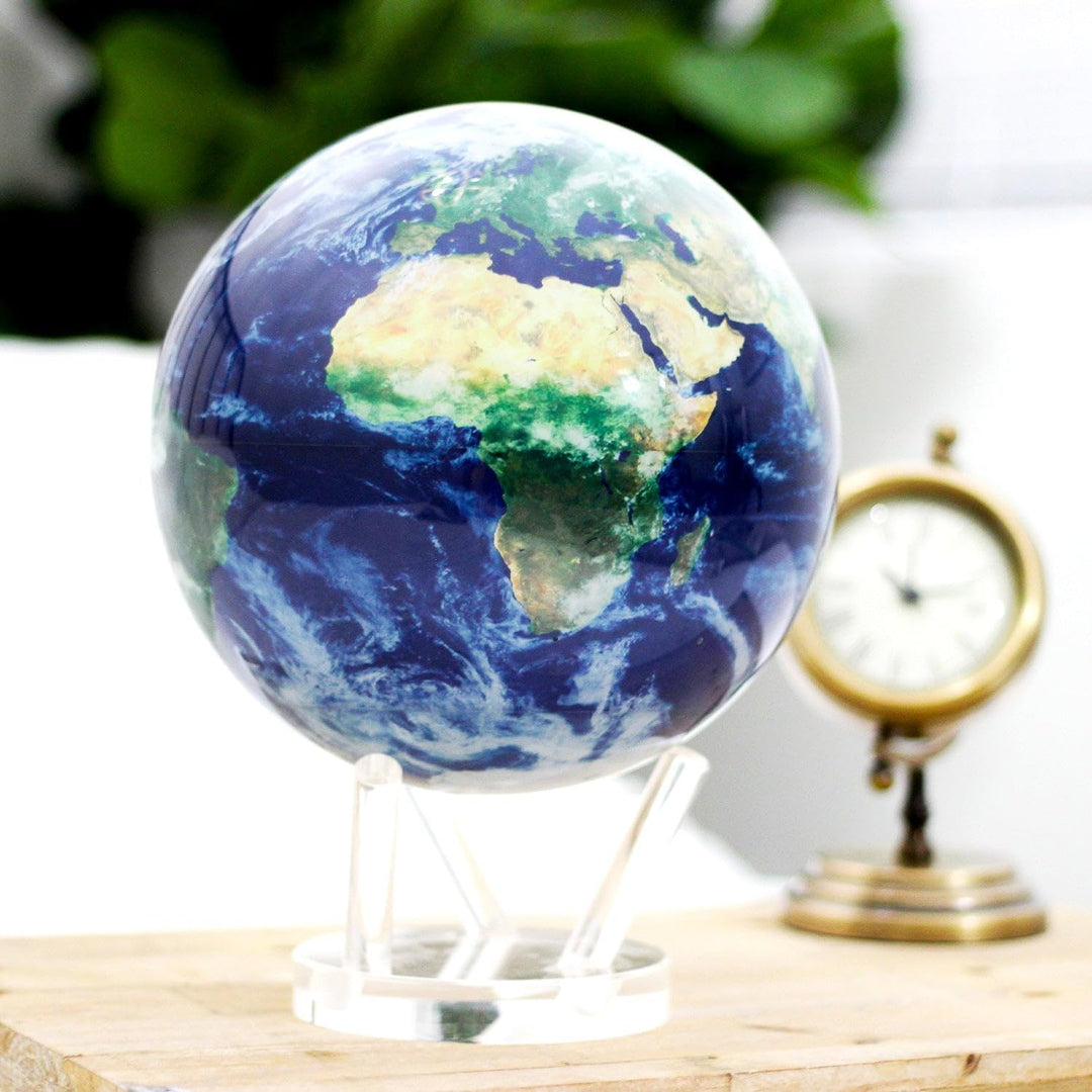 MOVA Globe Outer Space Serie Erde mit Wolke, 11,4 cm mit Sockel, solarbetriebener, rotierender Globu