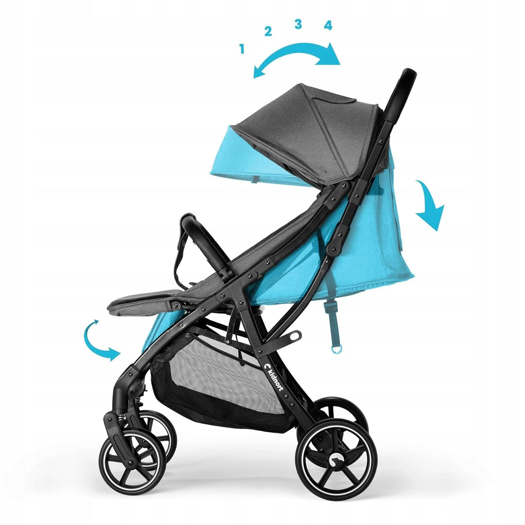 Fjällräv Buggy Kinderwagen bis 22 kg, Leicht, Einhand-Faltbar, 4-fach Verdeck mit Fenster, 360° Gel-
