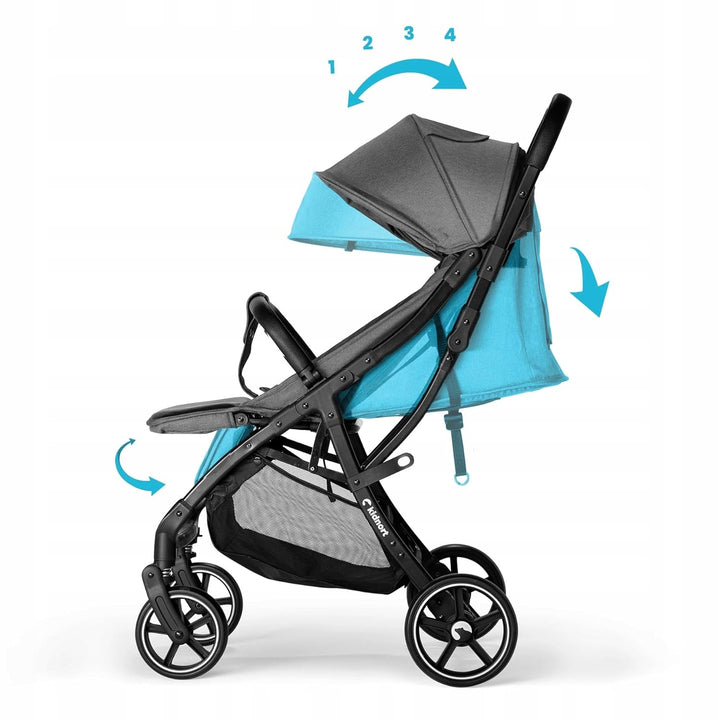 Fjällräv Buggy Kinderwagen bis 22 kg, Leicht, Einhand-Faltbar, 4-fach Verdeck mit Fenster, 360° Gel-