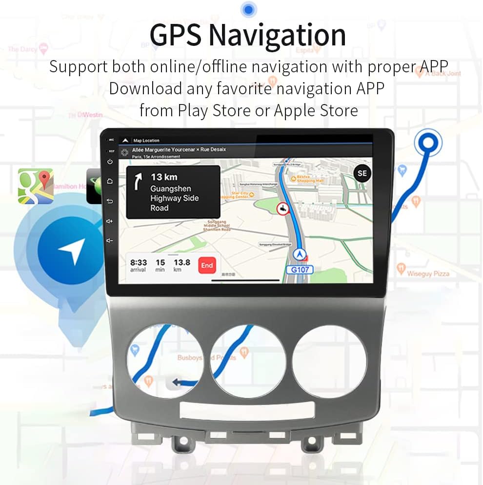 LEXXSON Carplay Radio Android Radio für Mazda 5 2005-2010 mit 9 Zoll kapazitivem Touchscreen SWC GPS