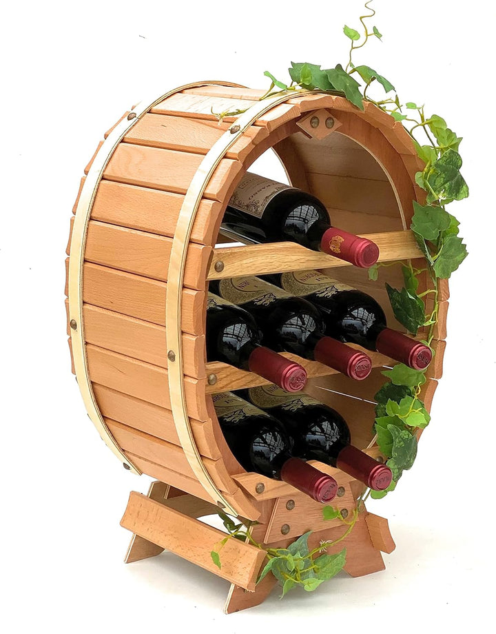 DanDiBo Weinregal Holz Stehend Weinfass 6 Flaschen Natur Flaschenregal Flaschenhalter Fass 6 Flasche