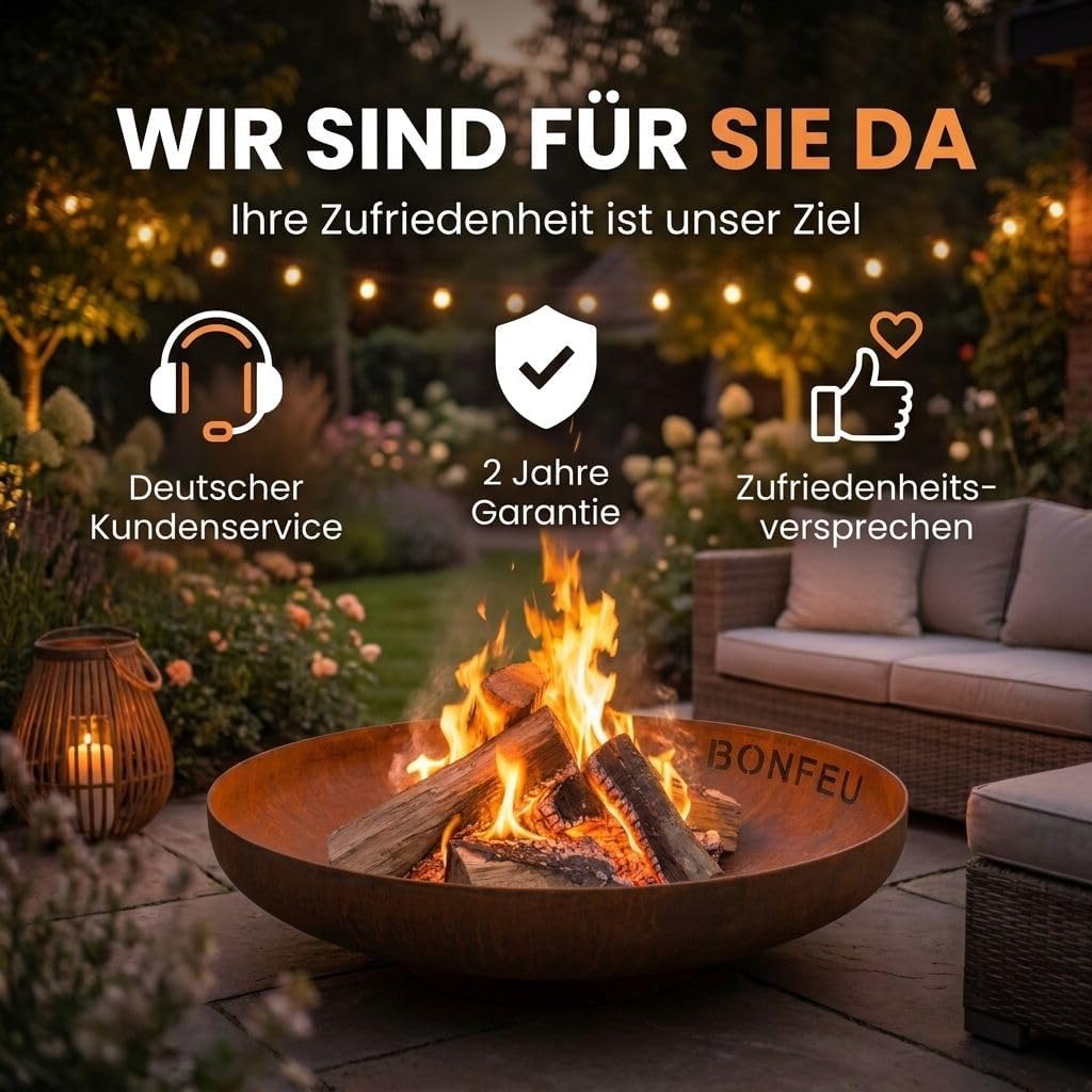 BonFeu BonBowl Feuerschale 60cm - Feuerschalen für den Garten - Feuerstelle Outdoor - Feuerschale mi