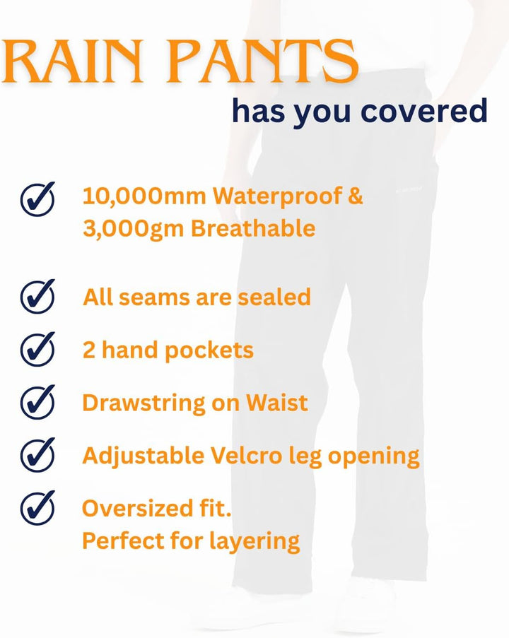 Acme Projects Regenhose, 100% wasserdicht, atmungsaktiv, getapte Nähte, 10.000 mm/3.000 g zum Wander