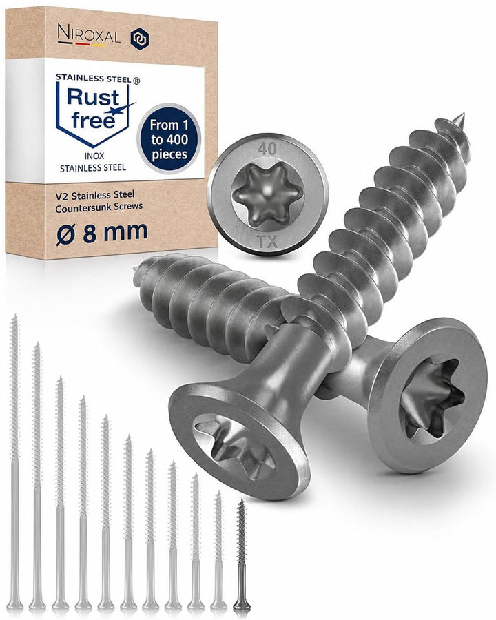 Edelstahlschrauben Torx Holzschrauben 8x60 Edelstahl V2A rostfrei Spanplattenschrauben für Holz Teil