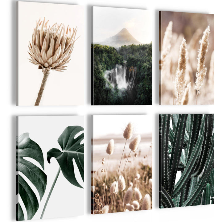 Novart Wandbilder Set - KOMPLETT AUFHÄNGFERTIG - Made in Germany - Moderne Bilder Boho Natur Wohnzim