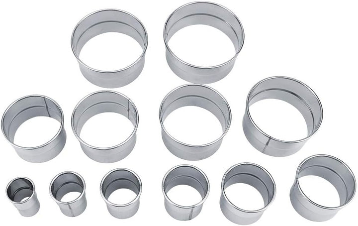 Edelstahl-Ausstecher-Set,plplaaoo 12 Stück/Set Keks-Mousse-Kuchenform, rundes Backwerkzeug, rundes A